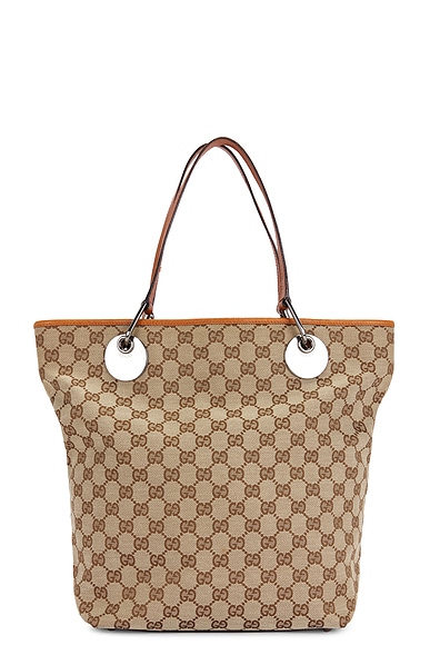 FWRD Renew Gucci Eclipse Tote Bag in Beige