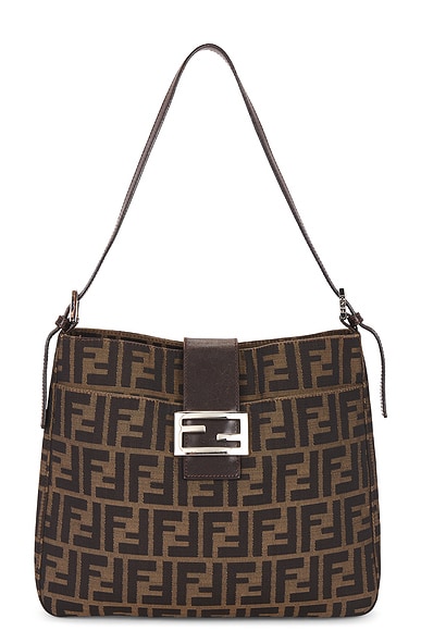FWRD Renew Fendi Zucca Shoulder Bag in Brown