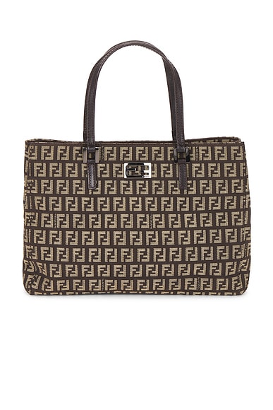 FWRD Renew Fendi Zucchino Tote Bag in Brown