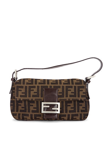 FWRD Renew Fendi Zucca Baguette Shoulder Bag in Brown
