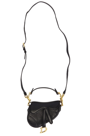 FWRD Renew Dior Micro Saddle Bag in Black