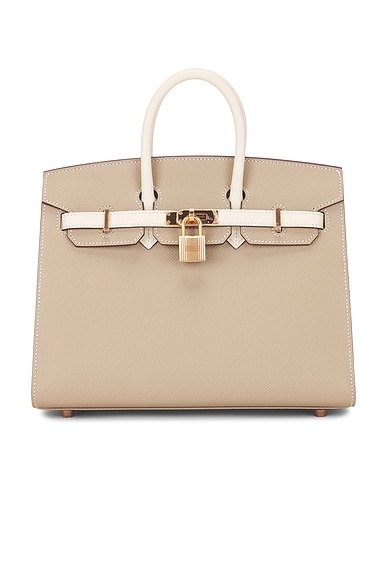 FWRD Renew Hermes Epsom Birkin 25 Sellier Handbag in Trench & Nata