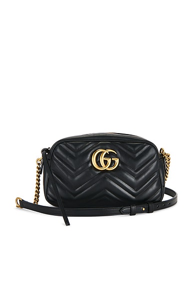FWRD Renew Gucci GG Marmont Shoulder Bag in Black