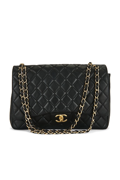 FWRD Renew Chanel Lambskin Jumbo Flap Bag in Black