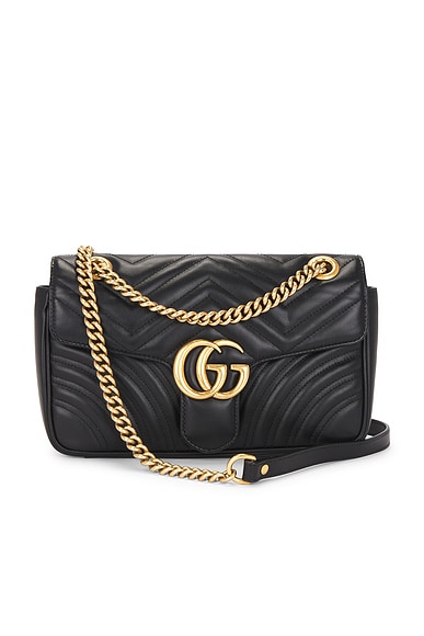 FWRD Renew Gucci GG Marmont Shoulder Bag in Black
