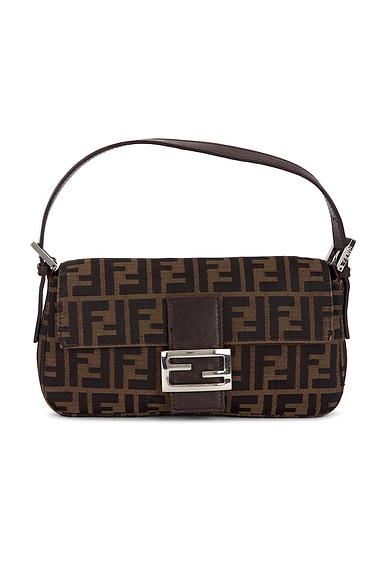 FWRD Renew Fendi Brown Zucca Baguette Shoulder Bag in Tobacco Brown
