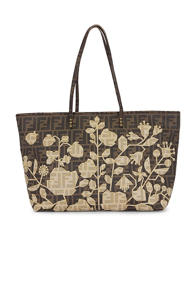 FWRD Renew Fendi Zucca Roll Tote Bag in Brown