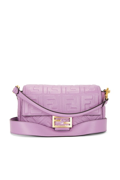 FWRD Renew Fendi FF 1974 Embossed Re-Edition Baguette Shoulder Bag in Agapanto