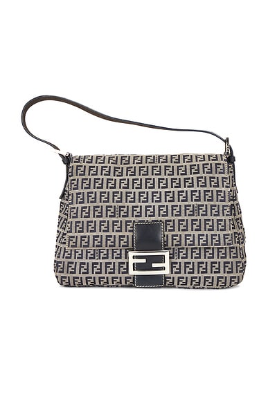 FWRD Renew Fendi Zucchino Mama Baguette Shoulder Bag in Blue