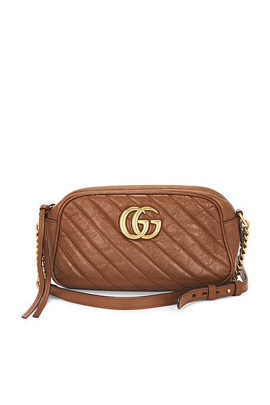 FWRD Renew Gucci GG Marmont Shoulder Bag in Brown