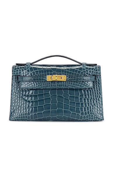 Hermes Shiny Alligator Kelly Pochette Handbag