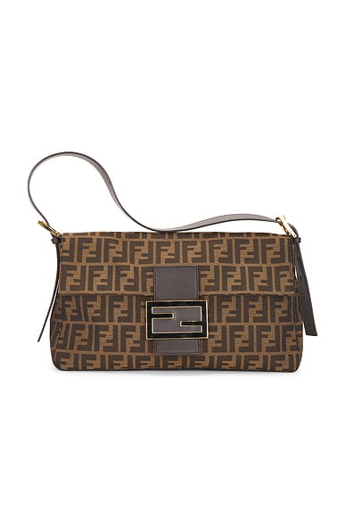 FWRD Renew Fendi Zucca Mama Baguette Shoulder Bag in Brown