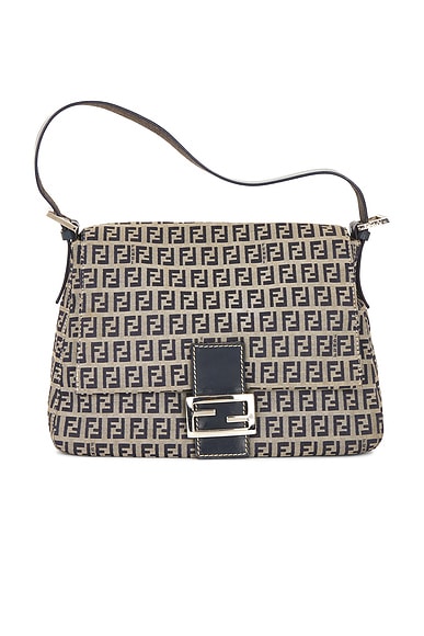 FWRD Renew Fendi Zucchino Mama Baguette Shoulder Bag in Blue