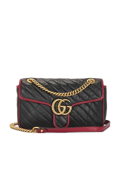 FWRD Renew Gucci GG Marmont Shoulder Bag in Black