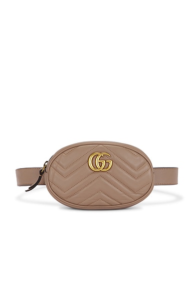 FWRD Renew Gucci GG Marmont Belt Bag in Beige