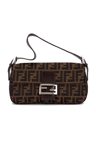 FWRD Renew Fendi Zucca Baguette Shoulder Bag in Brown