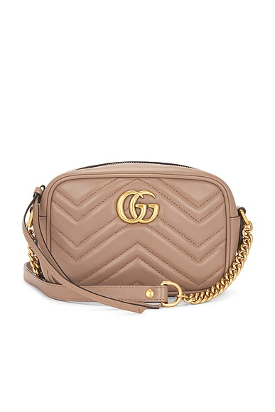 FWRD Renew Gucci GG Marmont Shoulder Bag in Beige