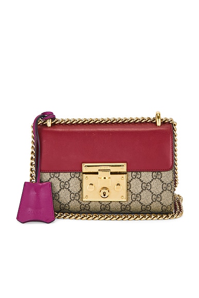 FWRD Renew Gucci Padlock Shoulder Bag in Beige