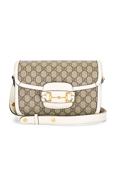 FWRD Renew Gucci Horsebit 1955 Shoulder Bag in Beige