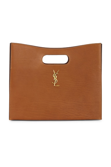 FWRD Renew Saint Laurent New Le Carre Bag in Brick & Dark Ebene