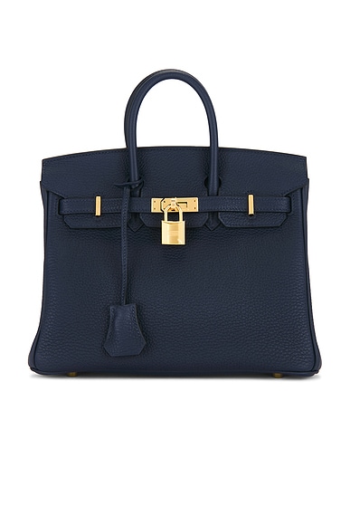 FWRD Renew Hermes Togo Birkin 25 Handbag in Bleu Abysse