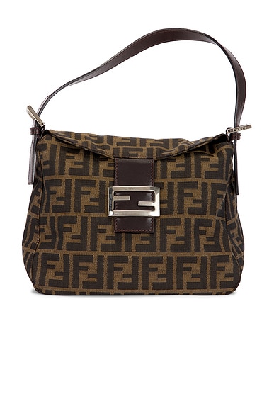 FWRD Renew Fendi Zucca Shoulder Bag in Brown
