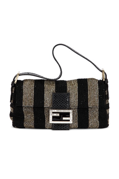 FWRD Renew Fendi Beaded Stripe Baguette Shoulder Bag in Multi