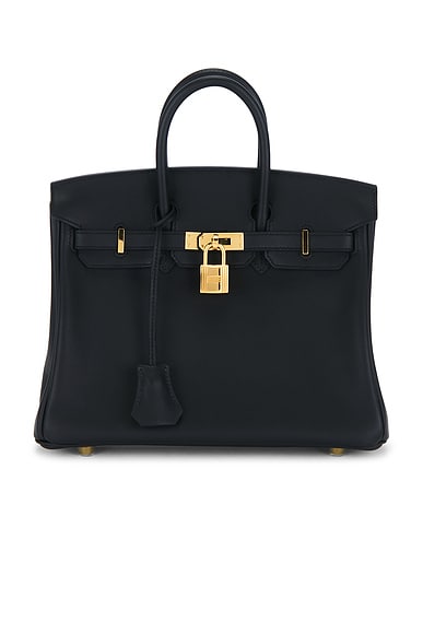 FWRD Renew Hermes Swift Birkin 25 Retourne Handbag in Noir