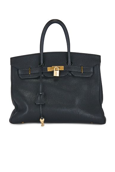 FWRD Renew Hermes Clemence Birkin 35 Retourne Handbag in Noir