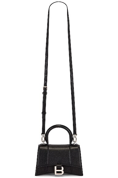 FWRD Renew Balenciaga XS Hourglass Top Handle Bag in Black | FWRD