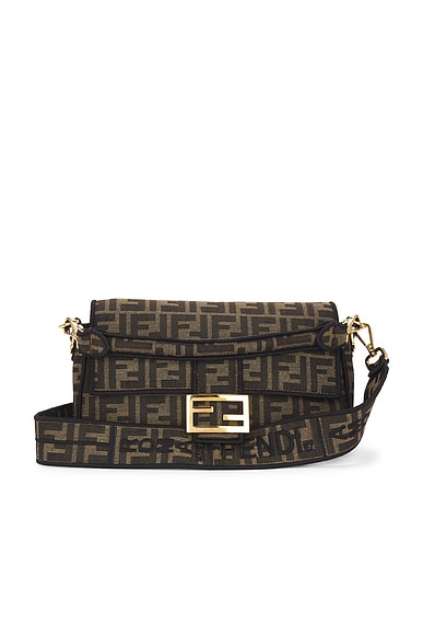FWRD Renew Fendi Zucca Baguette Shoulder Bag in Brown