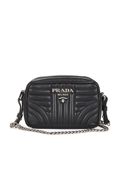FWRD Renew Prada Diagramme Camera Bag in Black