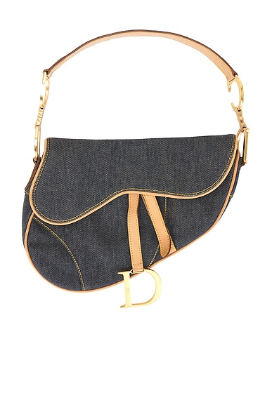 FWRD Renew Dior Denim Saddle Bag in Blue