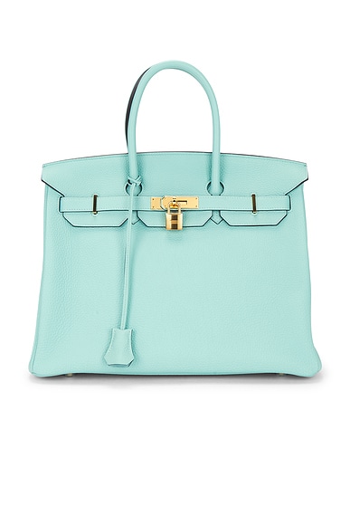 FWRD Renew Hermes Togo Birkin 35 Handbag in Bleu Atoll