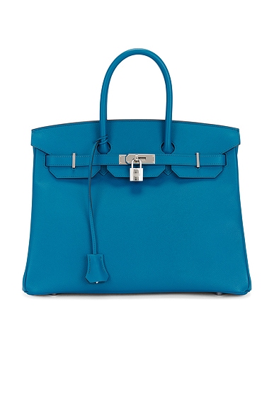FWRD Renew Hermes Epsom Birkin 35 Handbag in Bleu Izmir
