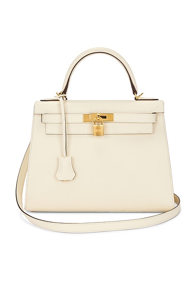 FWRD Renew Hermes Epsom Kelly 28 Sellier Handbag in Nata