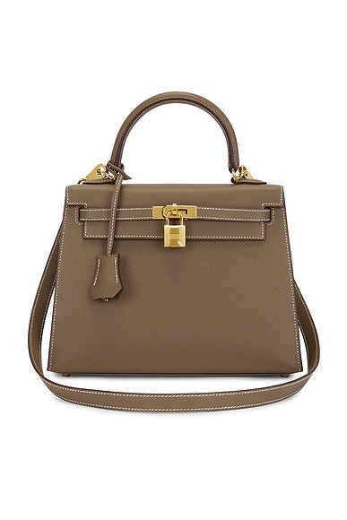 FWRD Renew Hermes Epsom Kelly 25 Handbag in Etoupe