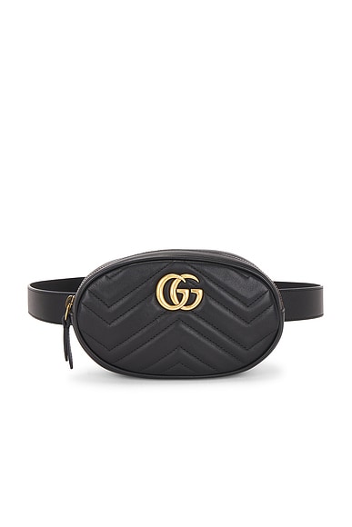 FWRD Renew Gucci GG Marmont Belt Bag in Black