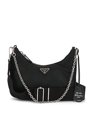 FWRD Renew Prada Re-Edition 2005 Re-Nylon Shoulder Bag in Black