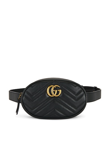 FWRD Renew Gucci GG Marmont Belt Bag in Black