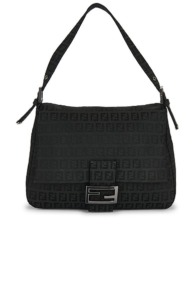 FWRD Renew Fendi Zucchino Mama Baguette Shoulder Bag in Black