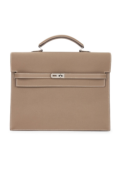 FWRD Renew Hermes Kelly Epsom Depeche 34 Briefcase in Etoupe