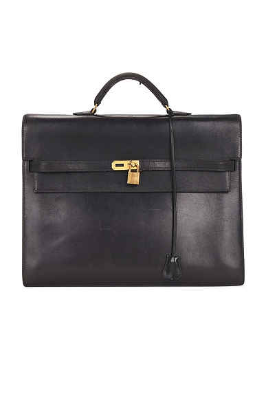 FWRD Renew Hermes Box Kelly Depeche 38 Briefcase in Noir