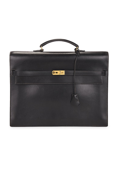 FWRD Renew Hermes Box Kelly Depeche 38 Briefcase in Noir