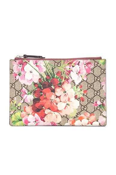 FWRD Renew Gucci GG Blooms Cosmetic Case in Beige