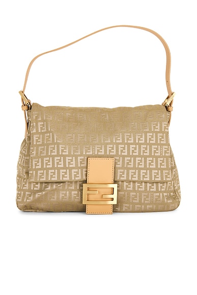 FWRD Renew Fendi Zucca Mama Shoulder Bag in Beige