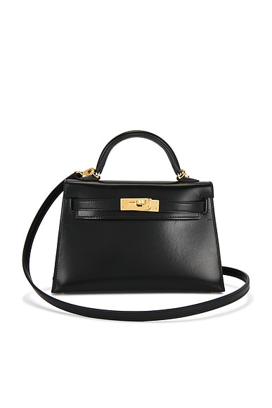 FWRD Renew Hermes Box Kelly 20 Sellier Handbag in Noir