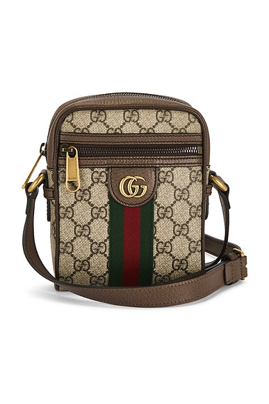 FWRD Renew Gucci Ophidia Mini Messenger Bag in Beige