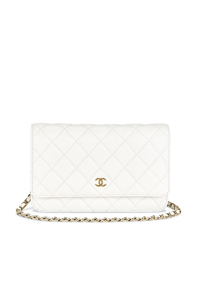 FWRD Renew Chanel Caviar Wallet On Chain in White