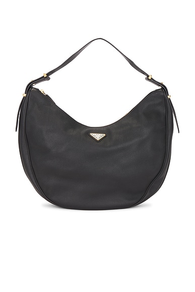FWRD Renew Prada Tessuto Hobo Bag Black in Black
